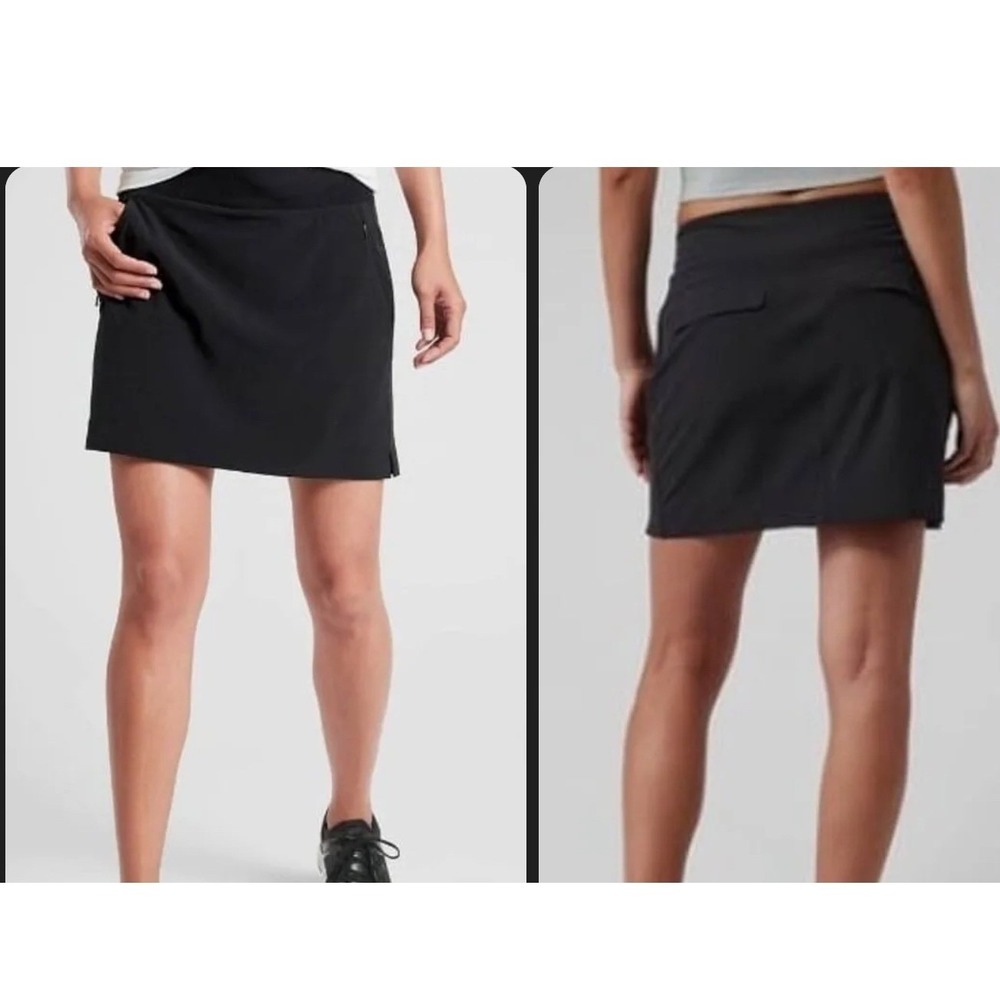 Athleta‎ Soho Skort Women's Black Stretch Lightweight Golf Athletic Skirt (C)